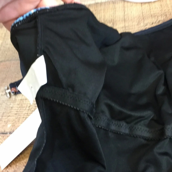 Walk On Beach Swimwear Womens Large Black Blue Floral Keyhole Back One Piece - Picture 12 of 13